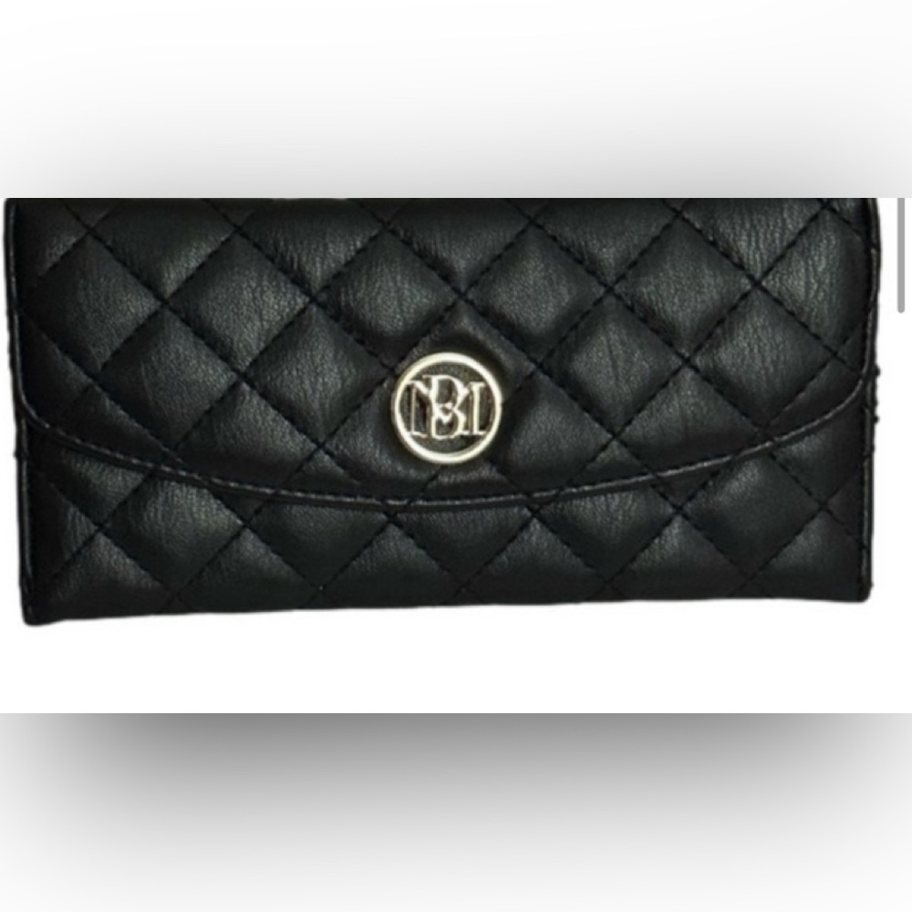 Badgley Mischka Studio Black Vegan Leather
Diamond Quilting Cover Wallet.